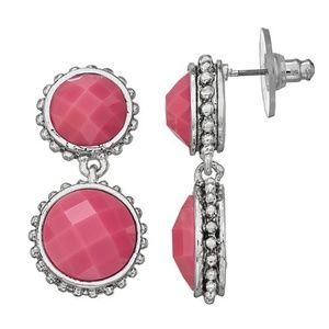 Napier Pink Circle Nickel Free Double Drop Earring